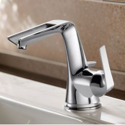 Click here to see  65051LF-PC Brizo Sotria One-Handle Bathroom Faucet with Metal Pop-Up Drain, Single-Hole, Channel Spout, 1.5 GPM, Polished Chrome - 65051LF-PC