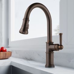 Click here to see  64025LF-RB Brizo Artesso Single-Handle Pull-Down Kitchen Faucet w/ 2-Function Sprayer, SmartTouch, MagneDock, 1.8 GPM, Venetian Bronze - 64025LF-RB