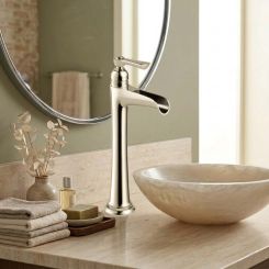 Click here to see  65461LF-PN Brizo Rook Single-Handle Vessel Lavatory Faucet With Channel Spout, Less Drain, 1.5 GPM, Brilliance Polished Nickel - 65461LF-PN