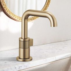 Click here to see  65035LF-GL-ECO Brizo Litze One-Handle Bathroom Faucet with Ceramic Cartridge, Single-Hole, 1.2 GPM, Less Drain, Brilliance Luxe Gold - 65035LF-GL-ECO