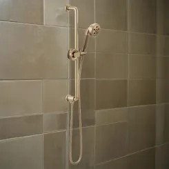Click here to see  88735-GL Brizo Litze Slide Bar Hand Shower with Wheel Handles, Three Functions, H2OKinetic, 1.75 GPM, Brilliance Luxe Gold - 88735-GL