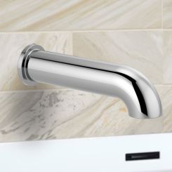 Click here to see  RP81435PC Brizo Essential Linear Round Non-Diverter Tub Spout, Brass, Polished Chrome - RP81435PC