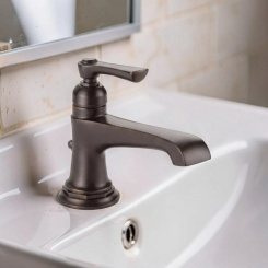 Click here to see Brizo 65060LF-RB-ECO Brizo Rook Single-Handle Bathroom Faucet with Metal Pop-Up, Single-Hole, Ceramic Cartridge, 1.2 GPM, Venetian Bronze - 65060LF-RB-ECO