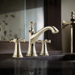 Click here to see BRIZO 65305LF-PNLHP Brizo Baliza Two-Handle Widespread Deck-Mount Bathroom Faucet with Metal Pop-Up, Less Handles, 1.5 GPM, Brilliance Polished Nickel - 65305LF-PNLHP