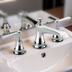 Click here to see  65360LF-PCLHP-ECO Brizo Rook Two-Handle Widespread Bathroom Faucet With Metal Pop-Up Drain, 1.2 GPM, Less Handles, Polished Chrome - 65360LF-PCLHP-ECO