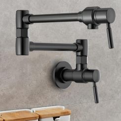 Click here to see  62820LF-BL Brizo Two-Handle Wall-Mount Pot Filler with Dual-Jointed Swing Spout, 4 GPM, Matte Black - 62820LF-BL