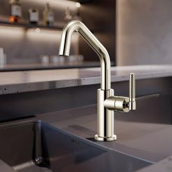 Click here to see  61063LF-PN Brizo Litze One Handle Bar Faucet with Angled Spout and Knurled Handle Kit Briliance Polished Nickel - 61063LF-PN