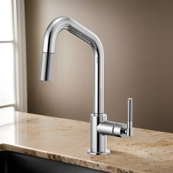 Click here to see Brizo 63063LF-PC Brizo Litze Pull-Down Kitchen Faucet with Angled Spout and Knurled Handle, 1.8 GPM, Polished Chrome - 63063LF-PC