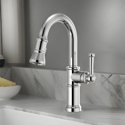 Click here to see  63925LF-PC Brizo Artesso Single-Handle Pull-Down Prep Faucet with 2-Function Sprayer, DIAMOND Seal, MagneDock, 1.8 GPM, Polished Chrome - 63925LF-PC
