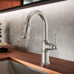 Click here to see  63925LF-SS Brizo Artesso Pull-Down Prep Faucet with 2-Function Sprayer, DIAMOND Seal, MagneDock, 1.8 GPM, Brilliance Stainless - 63925LF-SS