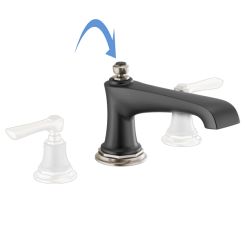 Click here to see DELTA FAUCETS COMPANY T67360-NKBLLHP Brizo Rook Two-Handle Deck-Mount Roman Tub Faucet Trim, 3-Hole, Ceramic Cartridge, Less Handles, Brilliance Luxe Nickel/Matte Black - T67360-NKBLLHP