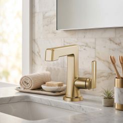 Click here to see  65098LF-GL-ECO Brizo Levoir Single-Handle Deck Mount Lavatory Faucet, 1.2 GPM, Brilliance Luxe Gold - 65098LF-GL-ECO