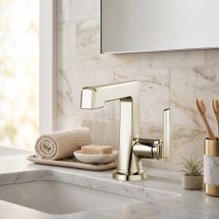 Click here to see  65098LF-PN-ECO Brizo Levoir Single-Handle Deck Mount Lavatory Faucet, 1.2 GPM, Brilliance Polished Nickel - 65098LF-PN-ECO