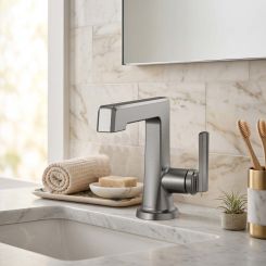 Click here to see  65098LF-SL-ECO Brizo Levoir Single-Handle Deck Mount Lavatory Faucet, 1.2 GPM, Brilliance Luxe Steel - 65098LF-SL-ECO