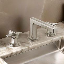 Click here to see Brizo 65397LF-NKLHP-ECO Brizo Levoir Two-Handle Widespread Lavatory Faucet, Less Handles, 1.2 GPM, Brilliance Luxe Nickel - 65397LF-NKLHP-ECO
