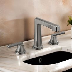Click here to see  65398LF-SLLHP Brizo Levoir Two-Handle Widespread Lavatory Faucet With High Spout, Less Handles, 1.5 GPM, Brilliance Luxe Steel - 65398LF-SLLHP