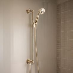 Click here to see  88761-GL Brizo Rook Three-Function Hand Shower with Slide Bar, H2Okinetic, WaterSense, 1.75 GPM, Brilliance Luxe Gold - 88761-GL