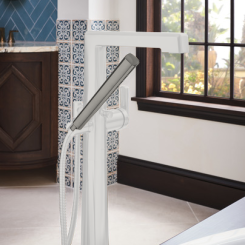 Click here to see Brizo RP100439SL Brizo Levoir Tub Faucet Handshower w/ H2Okinetic, 1.75 GPM, Brilliance Luxe Steel - RP100439SL