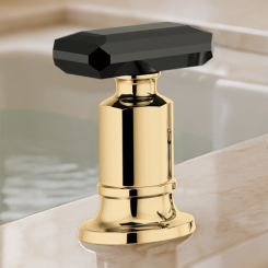 Click here to see DELTA FAUCETS COMPANY HK676-PGBC Brizo Invari Roman Tub Faucet Handle Kit w/ Black Crystal Knob, ADA, Brilliance Polished Gold - HK676-PGBC