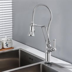 Click here to see Brizo 64125LF-PC Brizo Artesso Single-Handle Articulating Kitchen Faucet w/ Finished Hose, 2-Function Sprayer, SmartTouch, MagneDock, 1.8 GPM, Polished Chrome - 64125LF-PC