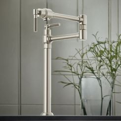 Click here to see Brizo 62743LF-SS Brizo Litze Deck Mount Pot Filler with Knurled Handles, Dual-Jointed, Swivel Spout, 4.0 GPM, Brilliance Stainless- 62743LF-SS