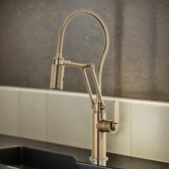 Click here to see  63144LF-GL Brizo Litze Single-Handle Articulating Faucet with Finished Hose, ADA, 1.8 GPM, Brilliance Luxe Gold - 63144LF-GL