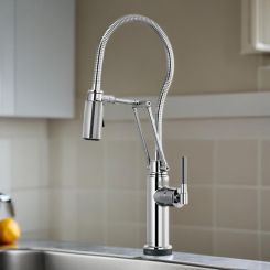 Click here to see  64143LF-PC Brizo Litze One-Handle Articulating Kitchen Faucet with Finished Hose, SmartTouch, 1.8 GPM, Polished Chrome - 64143LF-PC