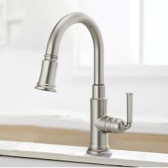 Click here to see  63974LF-SS Brizo Rook Single-Handle Pull-down Prep Faucet, MagneDock, Lever Handle, 1.8 GPM, Brilliance Stainless - 63974LF-SS