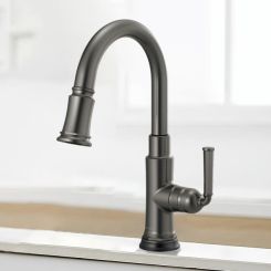 Click here to see  64074LF-SL Brizo Rook Single-Handle Pull-down Kitchen Faucet, SmartTouch, MagneDock, Lever Handle, 1.8 GPM, Brilliance Luxe Steel - 64074LF-SL