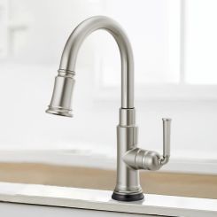 Click here to see  64074LF-SS Brizo Rook Single-Handle Pull-down Kitchen Faucet, SmartTouch, MagneDock, Lever Handle, 1.8 GPM, Brilliance Stainless - 64074LF-SS