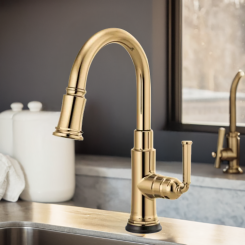 Click here to see Brizo 64974LF-PG Brizo Rook Pulldown Prep Faucet with SmartTouch, MagneDock, 1.8 GPM, Brilliance Polished Gold - 64974LF-PG