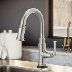 Click here to see  64974LF-SS Brizo Rook Pulldown Prep Faucet with SmartTouch, MagneDock, 1.8 GPM, Brilliance Stainless - 64974LF-SS