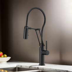 Click here to see Brizo 63121LF-BL Brizo Solna Single-Handle Articulating Kitchen Faucet with Finished Hose, MagneDock, 1.8 GPM, Matte Black - 63121LF-BL 