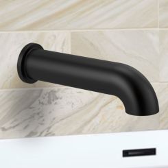 Click here to see Brizo RP81435BL Brizo Essential Linear Round Non-Diverter Tub Spout, Brass, Matte Black - RP81435BL