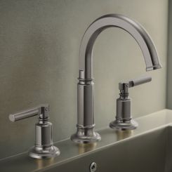 Click here to see Brizo 65376LF-SLLHP-ECO Brizo Invari Two-Handle Widespread Bathroom Faucet with Arc Spout, 1.2 GPM, Brilliance Luxe Steel - 65376LF-SLLHP-ECO