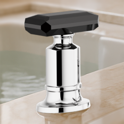 Click here to see DELTA FAUCETS COMPANY HK676-PCBC Brizo Invari Roman Tub Faucet Handle Kit w/ Black Crystal Knob, ADA, Polished Chrome - HK676-PCBC