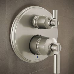 Click here to see Brizo T75P576-NKLHP Brizo Invari Pressure Balance Valve Trim with 3-Function Diverter Trim, Less Handle, Brilliance Luxe Nickel - T75P576-NKLHP