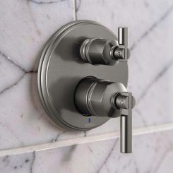 Click here to see Brizo T75P676-SLLHP Brizo Invari Pressure Balance Valve Trim with 6-Function Diverter Trim, Less Handles, Brilliance Luxe Steel - T75P676-SLLHP