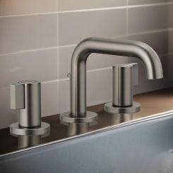 Click here to see Brizo 65337LF-SLLHP-ECO Brizo Litze Widespread Bathroom Faucet with Metal Pop-Up, 1.2 GPM, Less Handle, Brilliance Luxe Steel - 65337LF-SLLHP-ECO