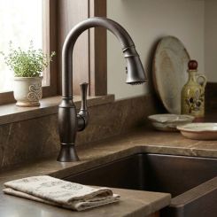 Click here to see Brizo 63003LF-RB Brizo Talo Single Handle 4-Function Pull-Down With Pause and  Volume Control Kitchen Faucet,  Venetian Bronze - 63003LF-RB 