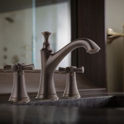 Click here to see Brizo 65305LF-RBLHP Brizo Baliza Two-Handle Widespread Deck-Mount Venetian Bronze Bathroom Faucet with Metal Pop-Up, 1.5 GPM, Three-Hole, Less Handles - 65305LF-RBLHP