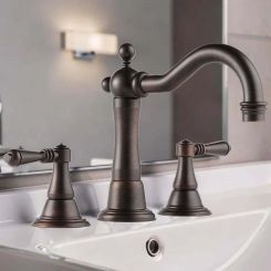 Click here to see Brizo 65336LF-RB-ECO Brizo Tresa Two-Handle Widespread Bathroom Faucet With Metal Pop-Up, Quick-Snap, Three-Hole, 1.2 GPM, Venetian Bronze - 65336LF-RB-ECO