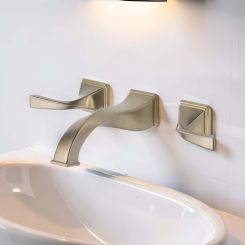 Click here to see BRIZO 65830LF-BN Brizo Virage Two-Handle Wall-Mount Bathroom Faucet With Metal Grid Strainer And Overflow, 1.5 GPM, Brilliance Brushed Nickel - 65830LF-BN