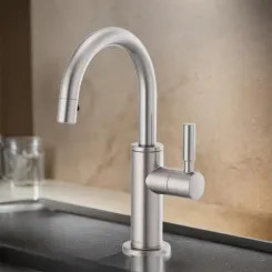 Click here to see  61320LF-C-SS Brizo Single-Handle Cold Water Beverage Faucet with Arc Spout, DIAMOND Seal, ADA, 1.5 GPM, Brilliance Stainless - 61320LF-C-SS