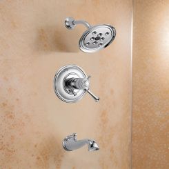 Click here to see BRIZO T60405-PC Brizo Baliza TempAssure Tub/Shower Faucet with Single-Function Raincan Showerhead, Thermostatic Cartridge, 1.75 GPM, Polished Chrome - T60405-PC