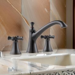 Click here to see BRIZO T67305-RBLHP Brizo Baliza Two-Handle Deck-Mount Roman Tub Faucet Trim, 3-Hole, Slip-On Spout, Less Handles, Venetian Bronze - T67305-RBLHP