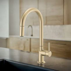 Click here to see  63075LF-GLLHP Brizo Odin Pull-Down Kitchen Faucet With Swivel Spout, DIAMOND Seal, Two-Function, 1.8 GPM, Brilliance Luxe Gold - 63075LF-GLLHP
