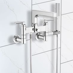 Click here to see Brizo T70306-PC Brizo Kintsu Multi-Mount Two-Handle Tub Filler Trim Kit with Single-Function Handshower, Polished Chrome - T70306-PC