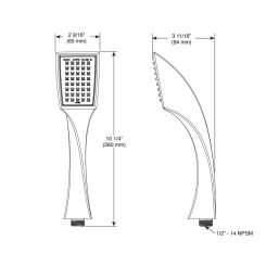 Click here to see BRIZO RP62451PN Brizo Virage 2in Single-Function Hand Shower with Dual-Check Valve, 1.75 GPM, Square, WaterSense, Touch-Clean Nubs, Brilliance Polished Nickel - RP62451PN