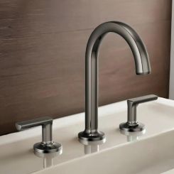 Click here to see  65306LF-BNXLHP Brizo Kintsu Two-Handle Widespread Lavatory Faucet with Arc Spout, Deck Mount, 1.5 GPM, Brilliance Black Onyx, Less Handles - 65306LF-BNXLHP